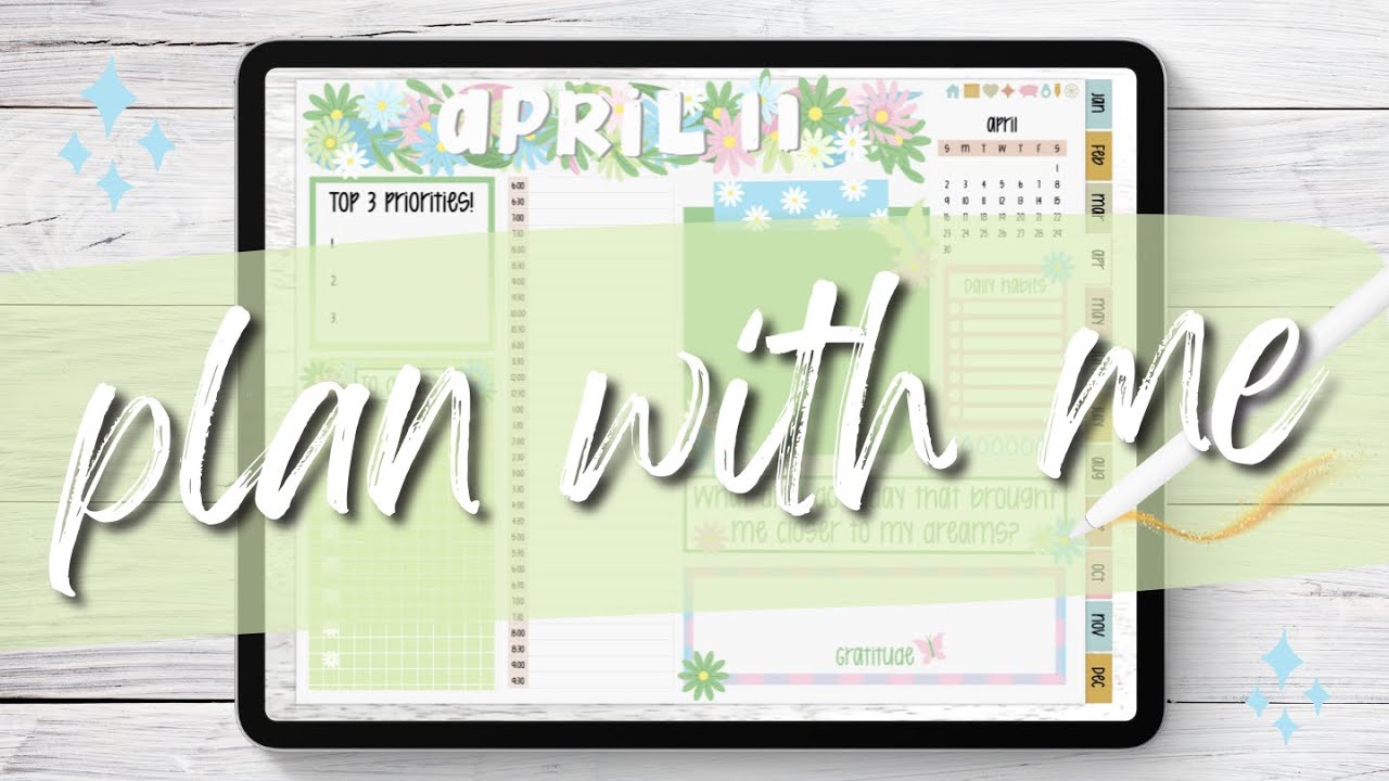 April Plan With Me | Daily Spread Digital Planning | Goodnotes 5 + iPad ...