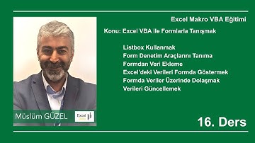 Excel Makro VBA 16. Ders Listbox Nasıl Kullanılır  #ExcelOkulu 93. Video | Müslüm GÜZEL