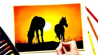 Drawing grazing horses at sunrise | Soft pastels | Leontine van vliet screenshot 4