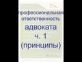 Профессиональная ответственность адвоката (ч. 1. Принципы)