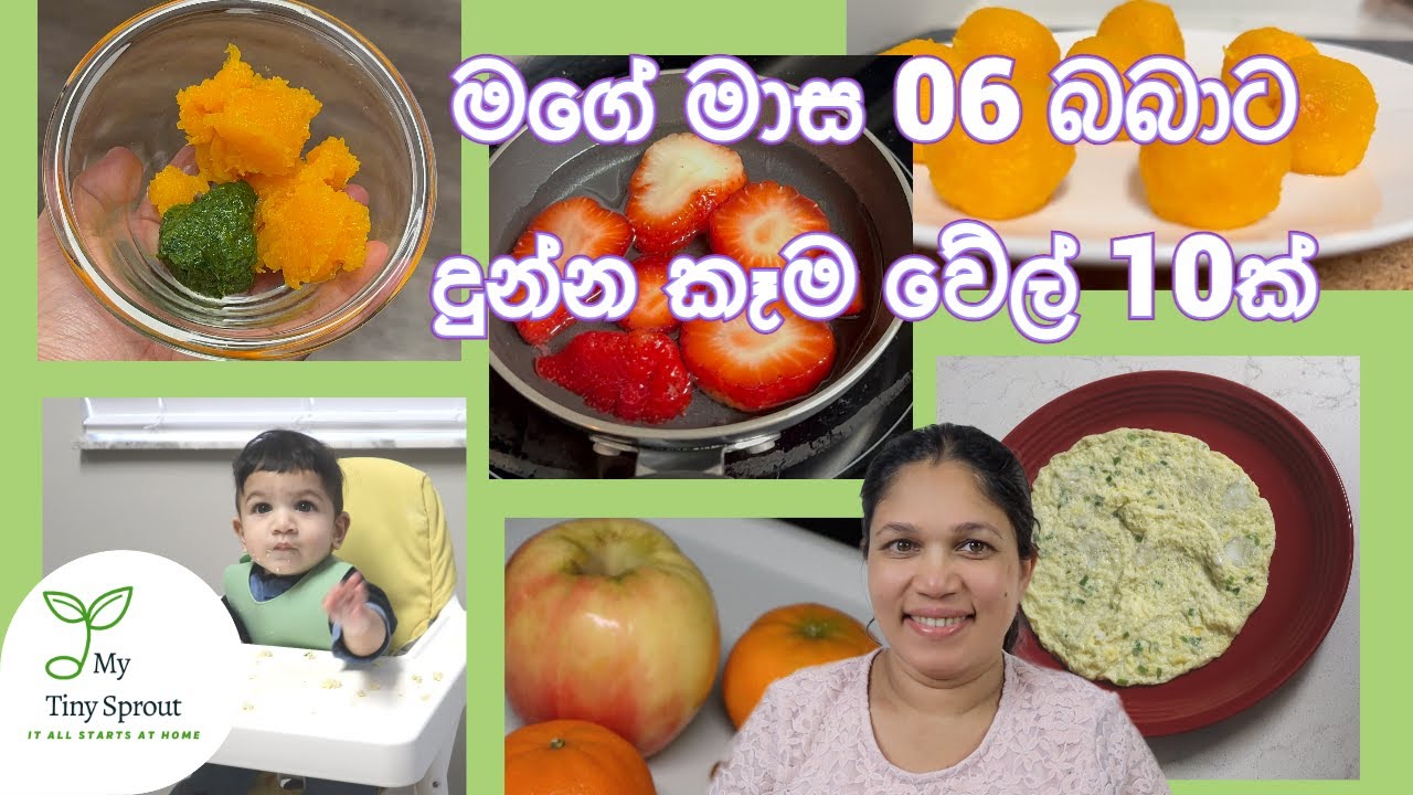 මාස 06 බබාට මේ විධියට දුන්නොත් කවදාවත් කෑම එපා වෙන්නේ නැහැ!!!! 10 meals for 6 months baby 