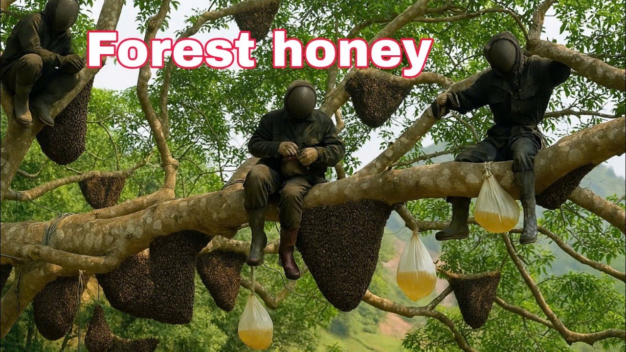 extreme wild honey hunt harvesting 2 honeycombs from a... The terrifying hunt for wild honey by Asian wild honey collectors ...