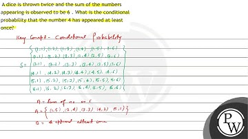 A dice is thrown twice and the sum of the numbers appearing is obse...