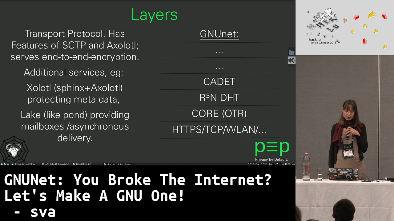 Hack.lu 2018 LT: GNUNet: You Broke The Internet? Let's Make A GNU One! - sva