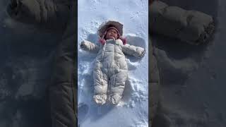 BABY FIRST SNOW ANGEL #shorts #baby #cutebaby