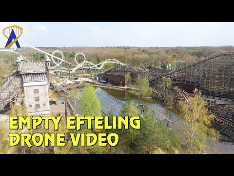 Drone Views of Empty Efteling Theme Park in Holland