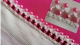 حصة_كروشي: الضرس المتكي بالعقيق    superbe bordure au crochet et perles