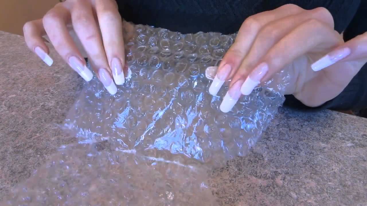 ASMR: dani 89 wrapping paper with her long nails with french (video 54)