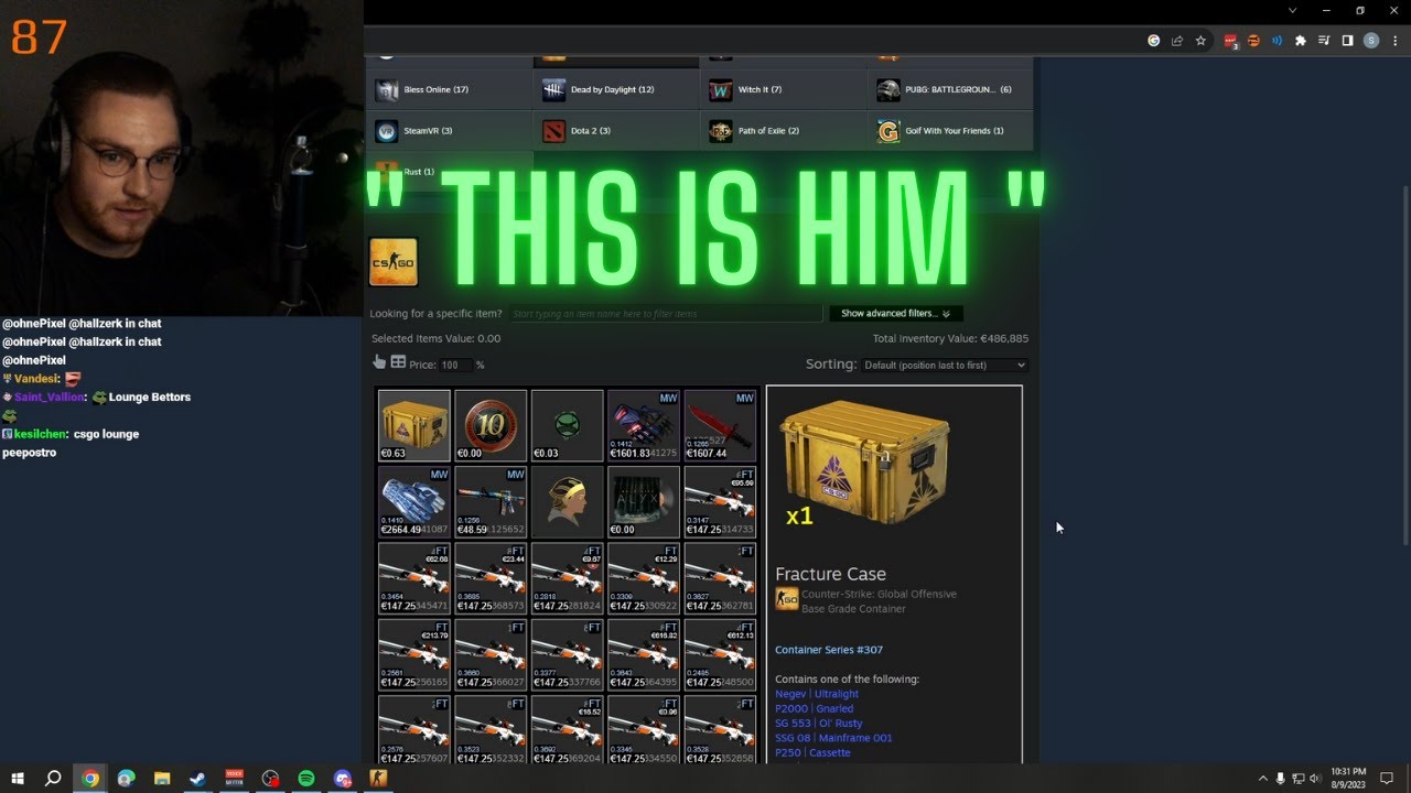 Ohnepixel reacts to half million dollars CS:GO inventory - YouTube