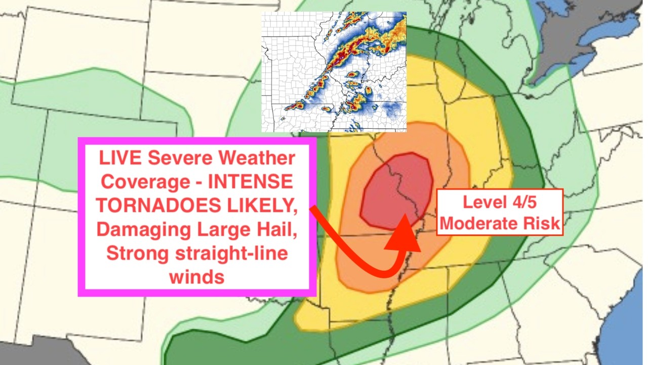 🔴Live SEVERE WEATHER Coverage - INTENSE TORNADOES LIKELY, Large ...