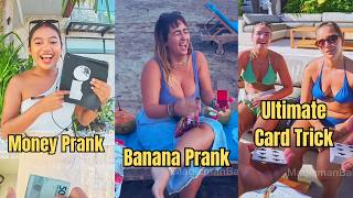 Close up magic with friendly women in Bali compilation | Banana Prank | Money Prank