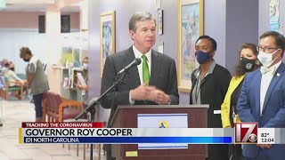 Gov. Roy Cooper talks COVID-19 vaccine, lottery in Johnston County