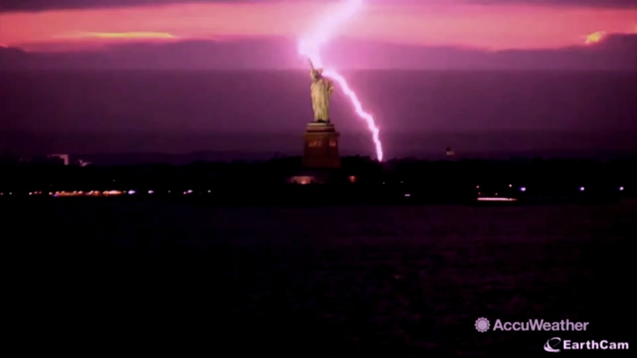 lightning strike at statue of liberty YouTube