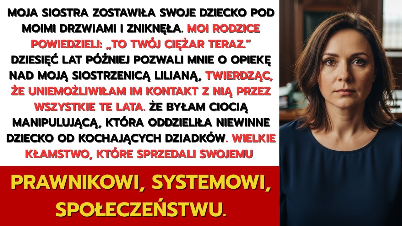 Siostra porzuciła dziecko u mnie. Rodzice pozwali mnie — aż sędzia otworzył teczkę.