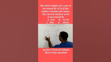 The slant height of a cone is increased by 10 %.If the radius remains the same | S.A. & VOL | #math