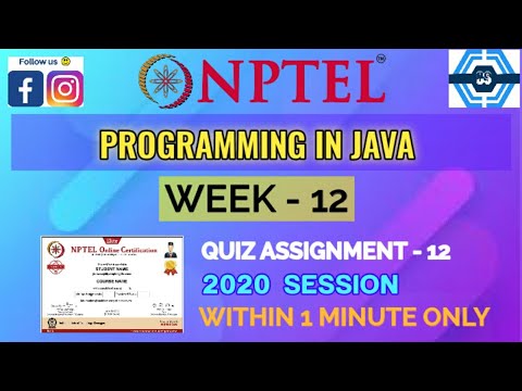 Programming in Java - NPTEL || WEEK 12 QUIZ ASSIGNMENT SOLUTION ||