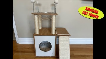 Amazing Cat Tree Tower for Indoor Cats - Easy Installation Video
