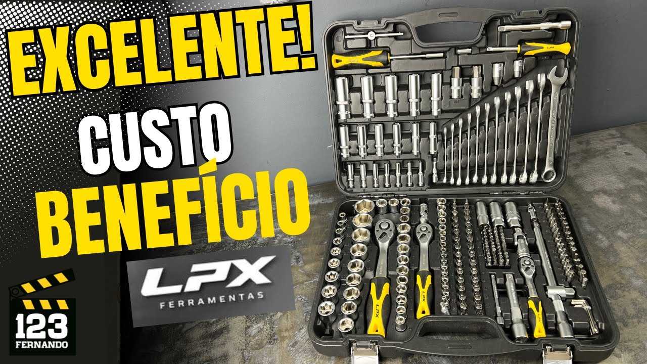 KIT DE CHAVES 216 PEÇAS LPX LP216F EM AÇO CROMO VANÁDIO E TRÊS