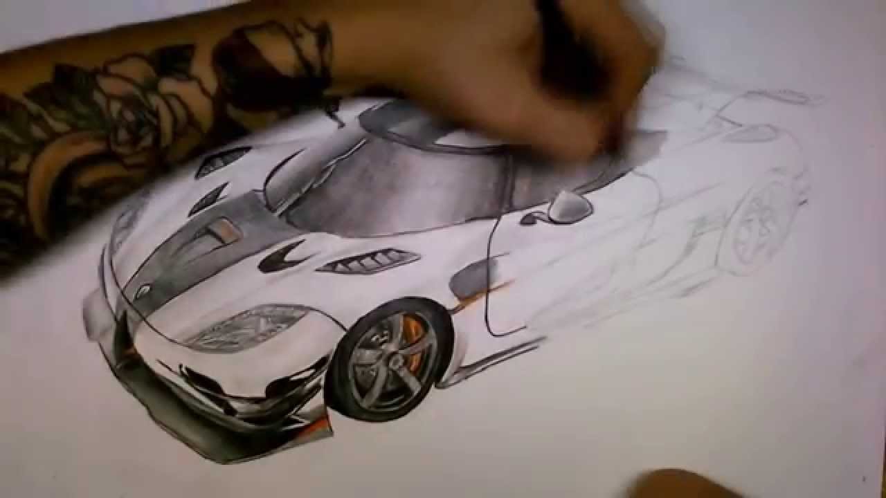 Koenigsegg Agera One 1 drawing by ALEKSDRAW - YouTube