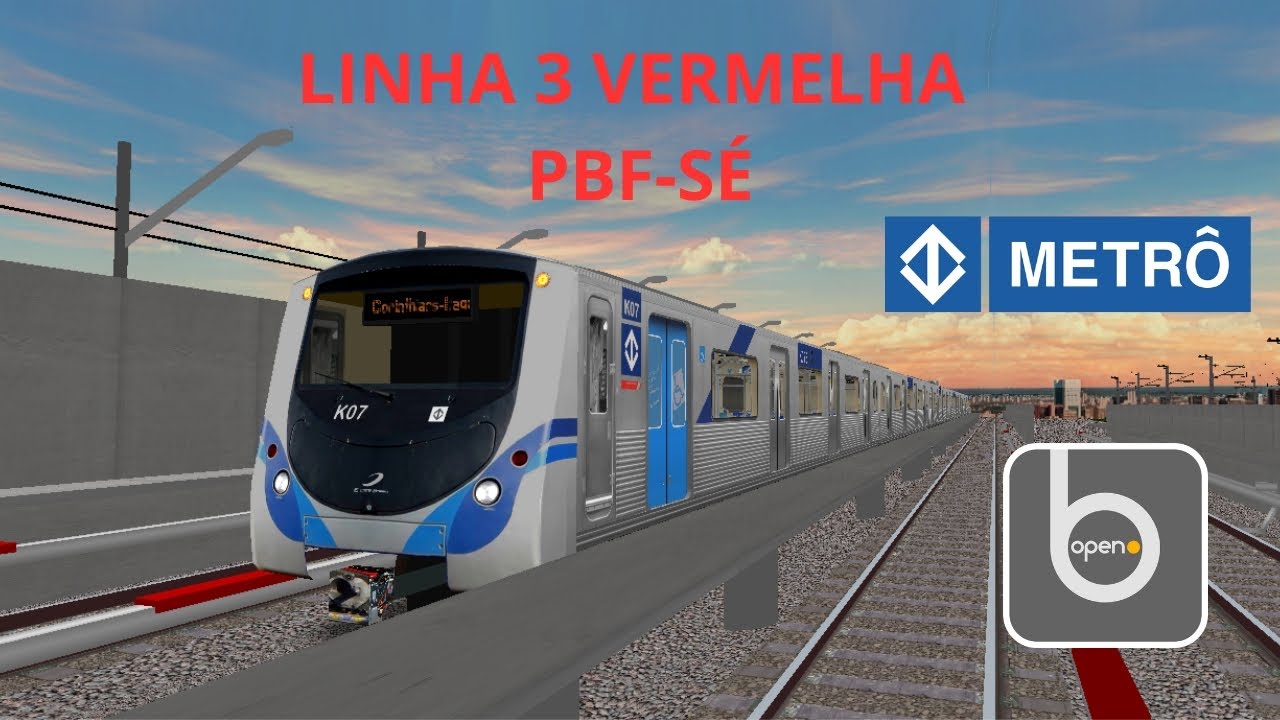 ✅OpenBVE: linha 3 vermelha palmeiras barra funda - sé frota K 07 com a nova cabine 