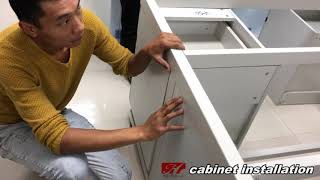 C shape lab island bench installation