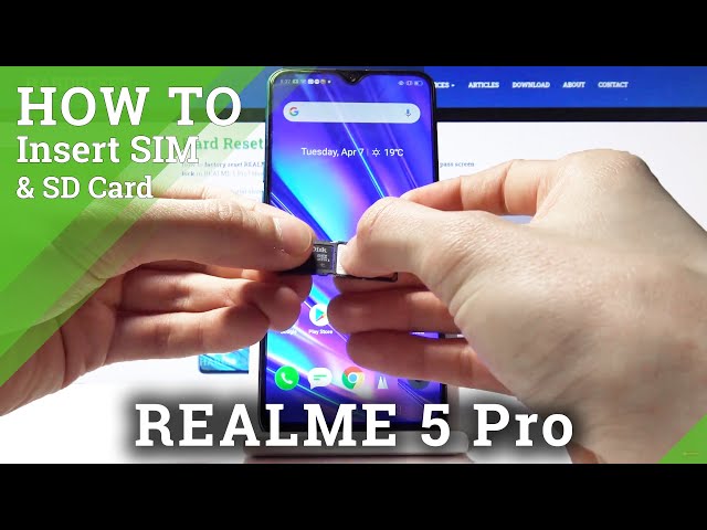 How to Insert SIM Card to REALME 5 Pro - Input SD Card - YouTube