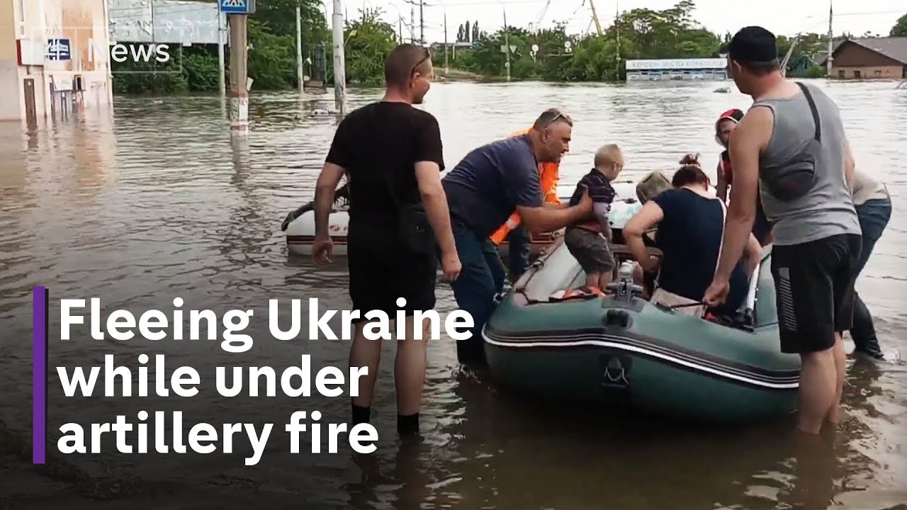 The civilians were shot as they fled the floodwaters of the Nova Kakhovka Dam in Ukraine