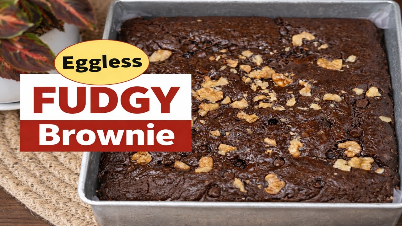 Perfect Eggless Fudgy Brownie with Crinkle Top | Easy at Home