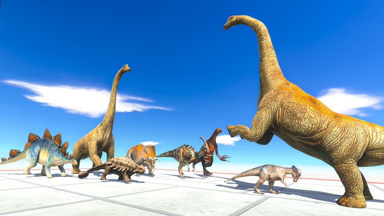 Herbivore Neighbors attack Brachiosaurus - Animal Revolt Battle Simulator