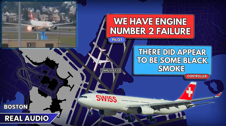 Engine failure. Swiss Airbus A330 rejects takeoff and stops on runway at Boston Airport. Real ATC