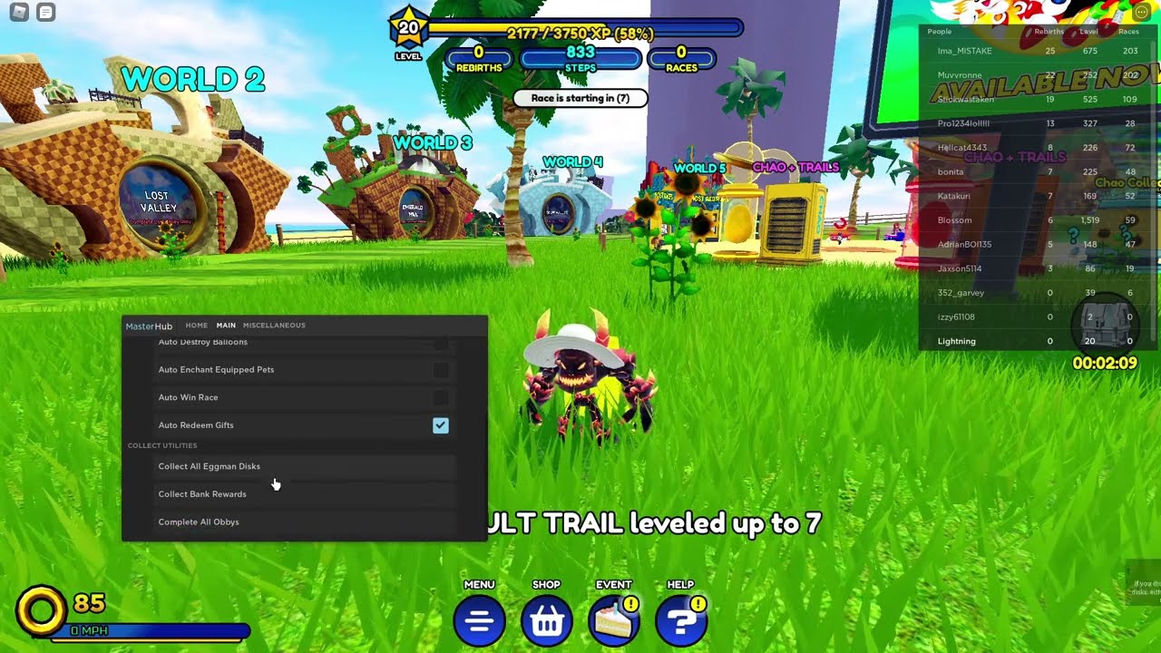 SONIC SPEED SIMULATOR SCRIPT) (AUTO FARM) (AUTO UNLOCK) (AUTO COLLECT) PASTEBIN* 2022 WORKING!