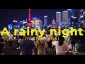 A rainy night in Shanghai - Walking in the rain (City sounds - relaxing ambience)