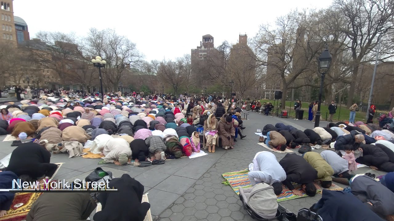 Massive Eid al-Fitr Prayer Gathering at Washington Square Park NYC March 30 2025