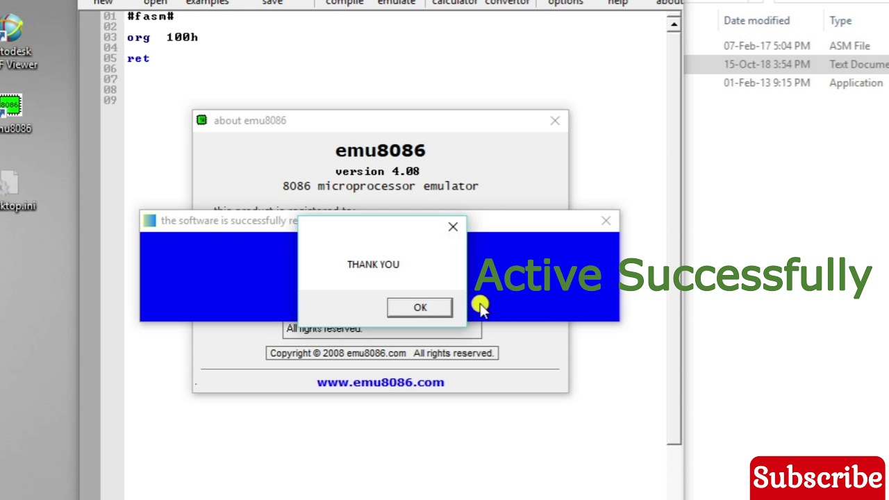 How to emulator8086 install with product key example program run youtube