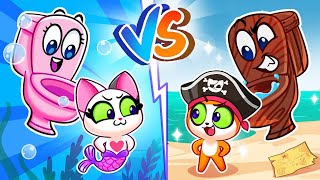 🧜‍♀️ Mermaid vs Pirate 🏴‍☠️ Underwater Potty Challenge 🚽|| Catoons for Kids by Purr-Purr Tails 🐾