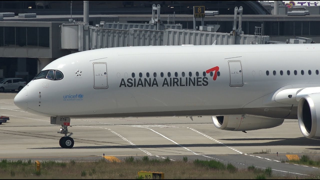 Asiana Airlines 1st Airbus A350-900 HL8078 Takeoff from KIX 06R