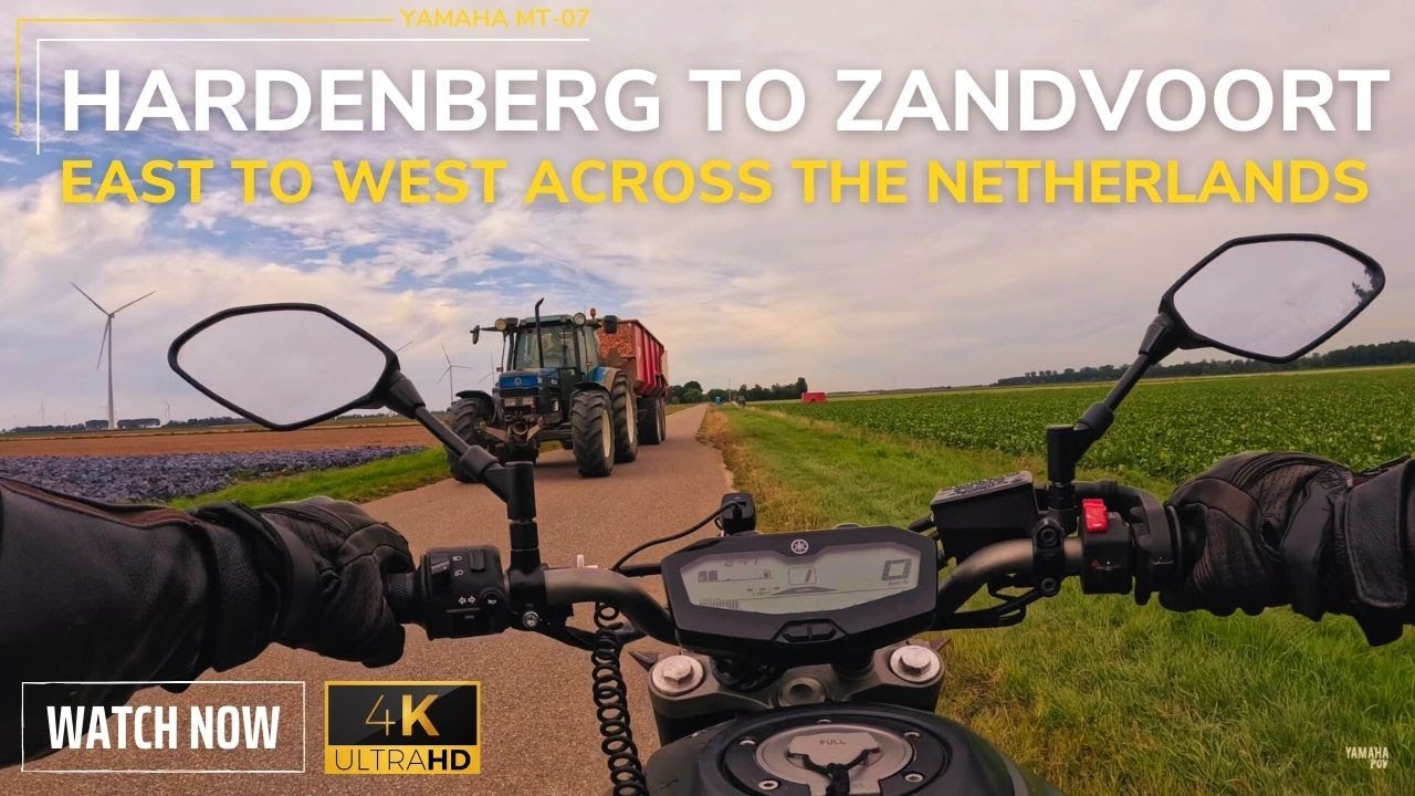 Hardenberg to Zandvoort | East to West across the Netherlands | Yamaha MT-07 | 4K