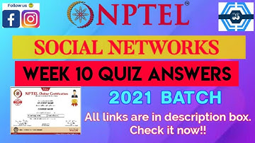 Social Networks | Week 10 Answers 2021| NPTEL ||