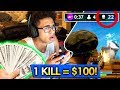 HE’S RICH NOW!! GIVING MY ROOMMATE $100 FOR EVERY KILL in Fortnite: Battle Royale