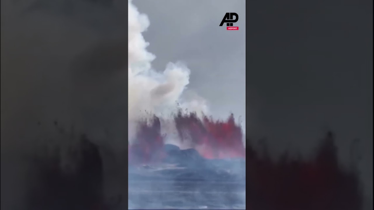 Fountains of lava spurt into the sky as volcano erupts in southwestern Iceland