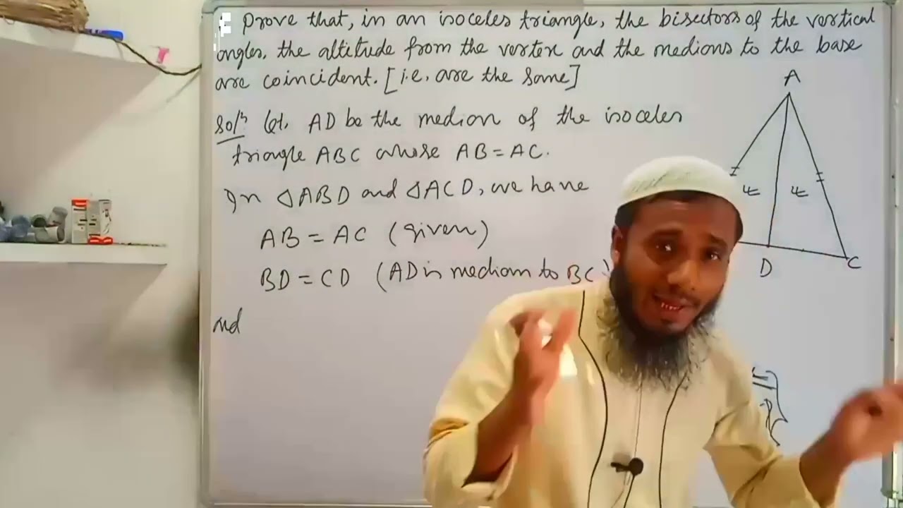 Prove that in an isosceles triangle, the bisectors of vertical angles... | Advanced maths