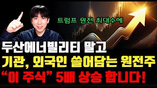 [주식]두산에너빌리티 말고, 기관, 외국인 들이 쓸어담는 숨겨전 원전주 