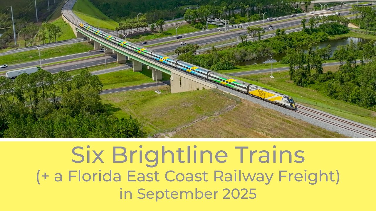 Six Brightline Trains (+ a Florida East Coast Railway Freight) in September 2025