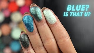 SWATCHING ALL OF MY BLUE EYESHADOWS AND SOME OF MY GREEN ONES THAT I THOUGHT WERE BLUE!!! BE NICE!!! screenshot 2