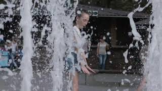 Little girl playing with water