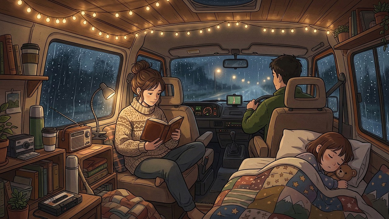 Relaxing Rainy Day Night in Our Mobile Home Life 🌿🏠 Cozy Moments Together | Ghibli-Style Video