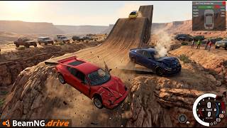 Sauts vertigineux sur des rampes avec accidents de voitures de sport hors de prix - BeamNG Drive screenshot 4