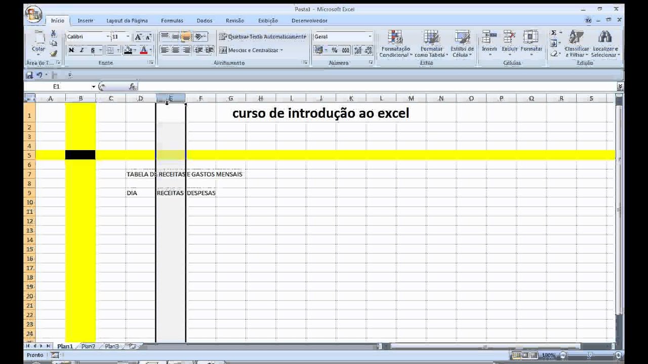 Excel para iniciantes Aula Introdução Operações básicas Passo a passo ...