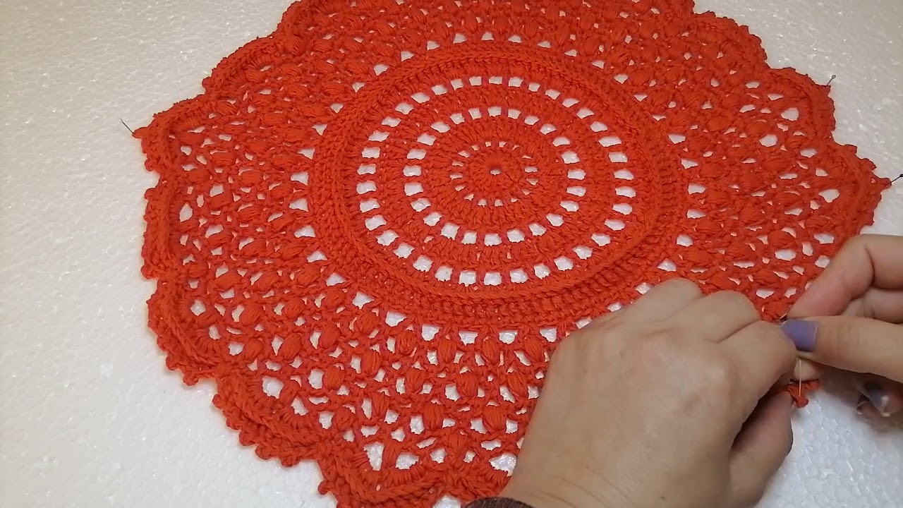 طريقة تنشية وشد مفرش  السفره كروشيه 3d  بالغراء بسيطه وسهله الجزء الثالث