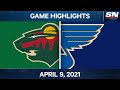 NHL Game Highlights | Wild vs. Blues - Apr. 9, 2021